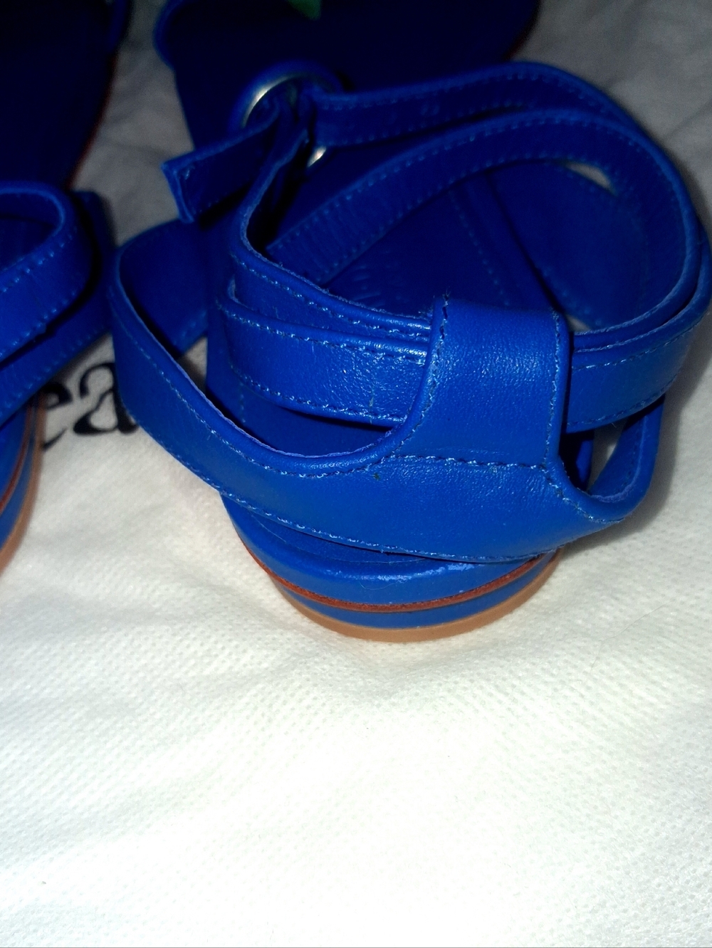Dondoks Paris Leather Blue & green floral embellished sandals with ankle strap - Picture 9 of 11